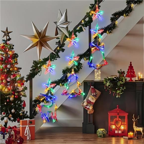 3 Pack Christmas Tree Jingle Bell Reindeer Window Lights...